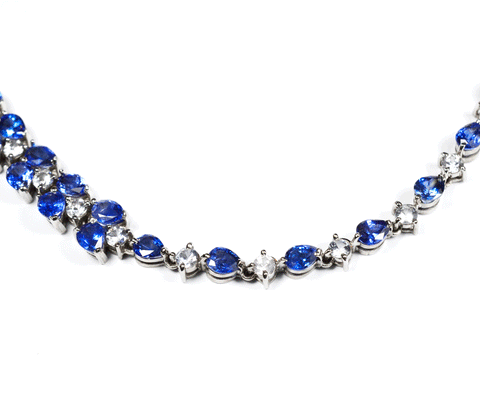 Luxury Ceylon blue sapphire necklace in 18K white gold