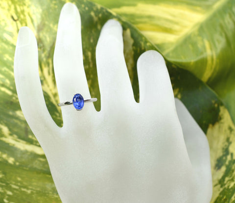 18K White Gold Natural Ceylon Oval Blue Sapphire Ring available to buy at Elizabeth Jewellers in Sri Lanka