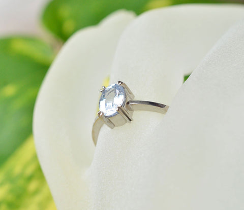 Ceylon white sapphire ring made with white gold