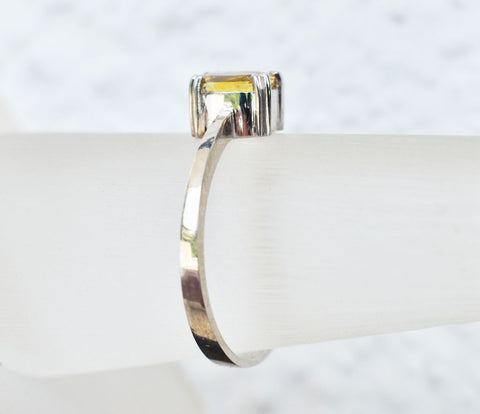 Natural yellow sapphire white gold ring