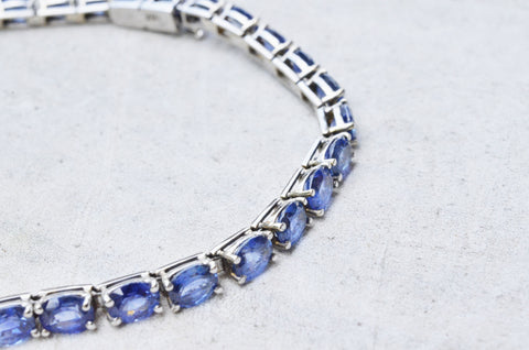Natural Intense Blue Sapphire Bracelet in 18K White Gold