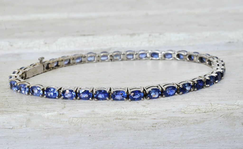 Blue sapphire bracelet white gold sales