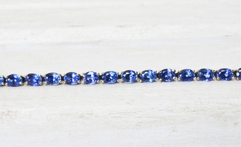 Natural Intense Blue Sapphire Bracelet in 18K White Gold