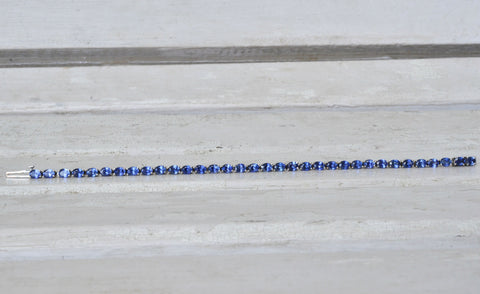 Natural Intense Blue Sapphire Bracelet in 18K White Gold
