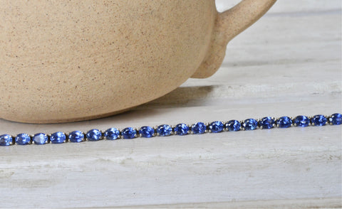 Natural Intense Blue Sapphire Bracelet in 18K White Gold