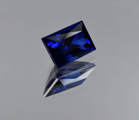 Rectangular Royal Blue Sapphire Gemstone from Ceylon