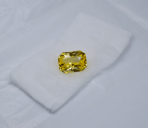 13mm scissor cut yellow sapphire gemstone from Ceylon