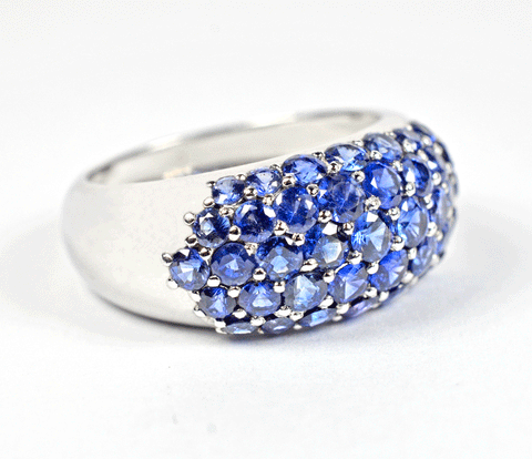 Ceylon Blue Sapphire Paved Ring in 18K White Gold