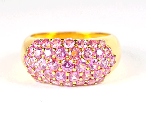 pink sapphire ring in 18K yellow gold