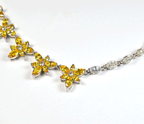 Yellow sapphire gemstone necklace in 18K white gold