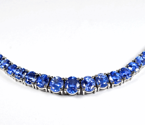 natural blue sapphire necklace in 18K white gold