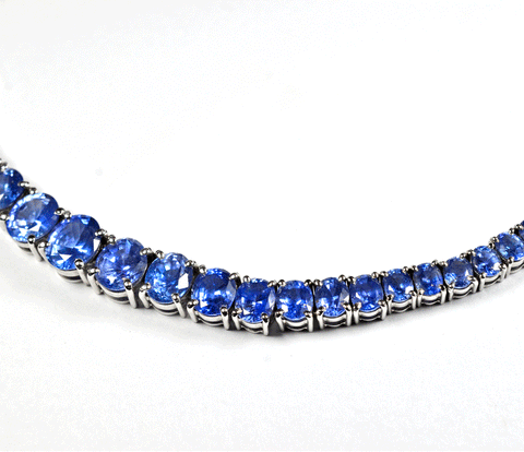 natural blue sapphire necklace with 96 blue sapphires