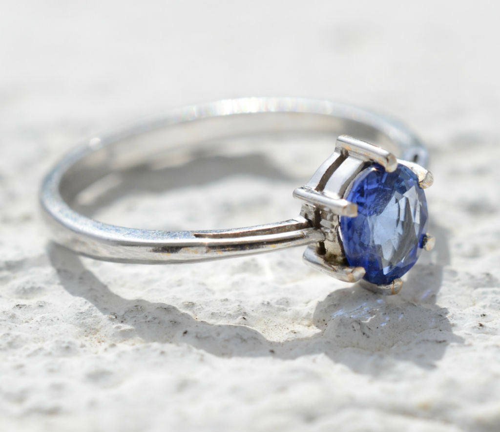 1CT Natural Sapphire Engagement Ring 14K Yellow Gold Blue Sapphire Ring  Leaf Engagement Ring - Camellia Jewelry