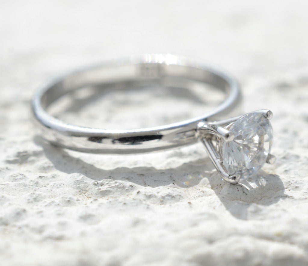 Natural Ceylon White Sapphire engagement ring available at Elizabeth Jewellers in Sri Lanka