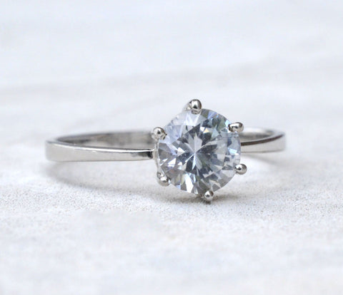 Natural Ceylon White Sapphire engagement ring available at Elizabeth Jewellers in Sri Lanka