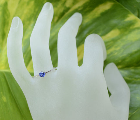 white gold blue sapphire ring