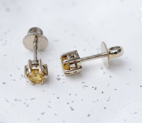 small yellow sapphire earrings in white gold