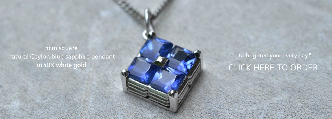 Nautral Ceylon Blue sapphire pendant studded with princess cut blue sapphires